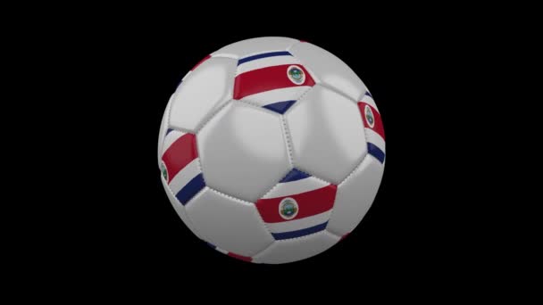 Pallone Calcio Con Colori Bandiera Costa Rica Ruota Sfondo Trasparente — Video Stock