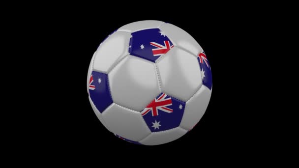 オーストラリアの旗の色でのサッカー ボールを透明な背景 レンダリング アルファ チャネルを持つ Prores 4444 回転ループ — ストック動画