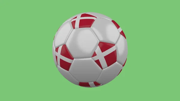 Fotbalový Míč Vlajkou Dánska Izolovat Zeleném Pozadí Vykreslování — Stock fotografie