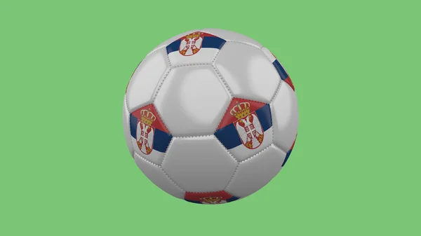 Μπάλα Ποδοσφαίρου Σημαία Σερβίας Απομονώσει Πράσινο Φόντο Rendering — Φωτογραφία Αρχείου