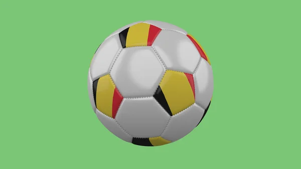 Piłka Nożna Belgii Izolat Flaga Zielonym Tle Renderowania — Zdjęcie stockowe