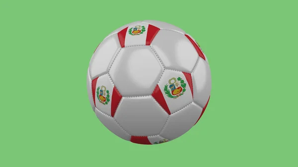 Μπάλα Ποδοσφαίρου Σημαία Του Περού Απομονώσει Πράσινο Φόντο Rendering — Φωτογραφία Αρχείου