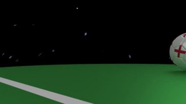 İngiltere bayrağı futbol topuyla Gol çizgisini Selam, 3d render altında geçer
