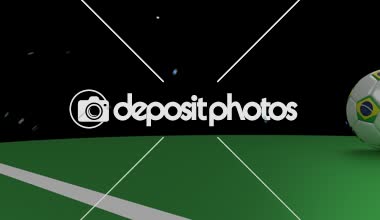 Brezilya bayrağı futbol topuyla Gol çizgisini Selam, 3d render altında geçer