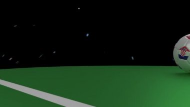 Hırvatistan bayrağı futbol topuyla Gol çizgisini Selam, 3d render altında geçer