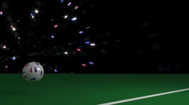 Fransa bayrağı futbol topuyla geçerek çizgisine futbol gol, 3d render, prores görüntüleri.
