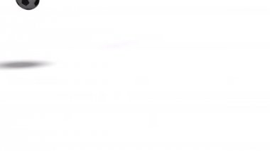 Gerçekçi siyah beyaz futbol topu ve atlama ve beyaz üzerinde haddeleme, gölgesini, 3d render, 4 k prores görüntüleri arka plan.