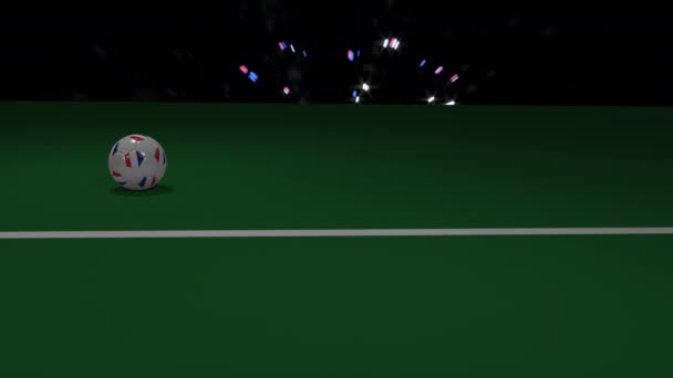 Ballon de football avec drapeau de la France et un ballon de football avec drapeau de la Croatie ligne de but croisée, rendu 3d, vidéos de prores . — Video