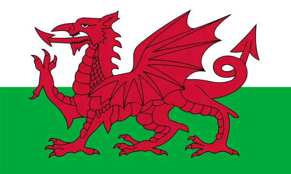 ウェールズの国旗の色の旗 ベクトル — ストックベクタ