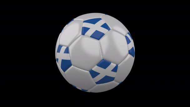 Balón de fútbol con bandera de Escocia, 4k prores metraje con alfa, bucle — Vídeos de Stock