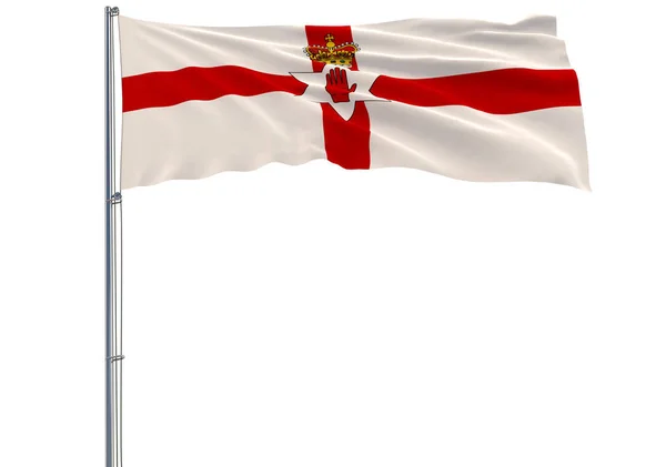 Isolar Bandeira Irlanda Norte Mastro Bandeira Que Flutua Vento Fundo — Fotografia de Stock