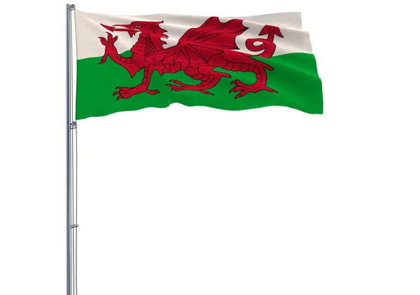 Isoleren Van Vlag Van Wales Een Vlaggenmast Wapperen Wind Een — Stockfoto