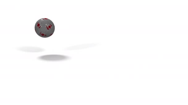 Realistické fotbalový míč s kanadská vlajka skoky, 3d rendering, prores záznam — Stock video