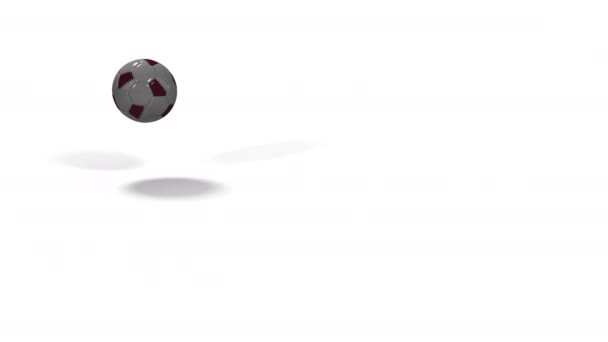 Ρεαλιστικό ποδόσφαιρο μπάλα με σημαία του Κατάρ άλματα, 3d rendering, prores πλάνα — Αρχείο Βίντεο