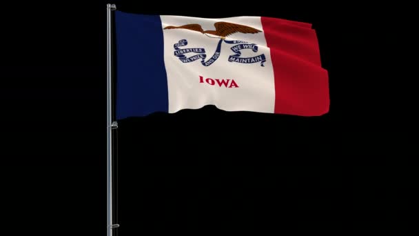 Isolierte Flagge der Vereinigten Staaten iowa, 4k prores 4444 Filmmaterial mit Alpha — Stockvideo