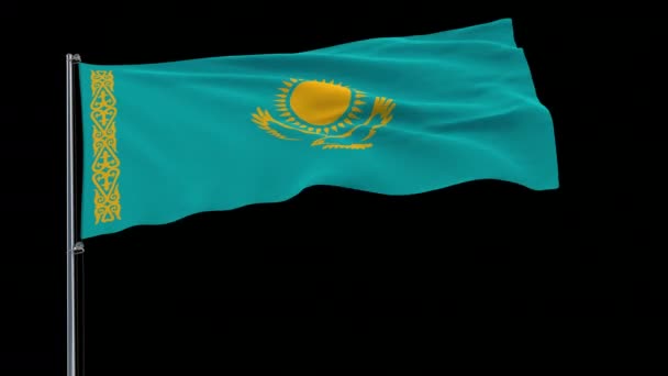 Isoleren van de grote vlag van Kazachstan, 4 k prores 4444 beeldmateriaal met alpha transparantie — Stockvideo