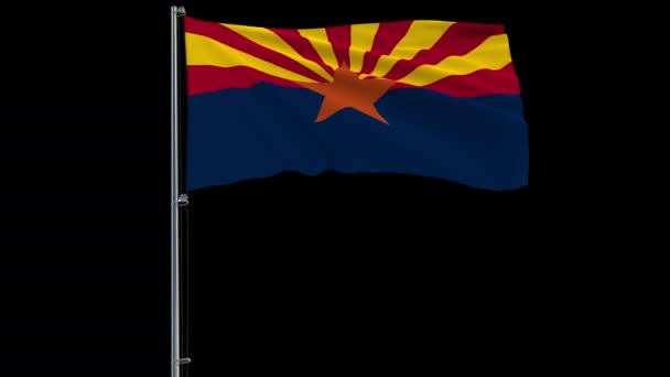 在旗杆上隔离美国亚利桑那州的国旗, 4k prores 4444 片带有 alpha 透明度的镜头 — 图库视频影像