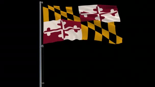 Bandeira isolada dos Estados Unidos Maryland 4k prores 4444 imagens com alfa — Vídeo de Stock