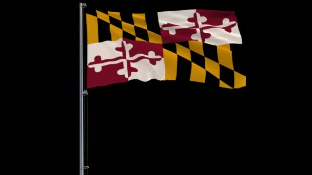 Vlag van de Verenigde Staten Maryland 4k prores 4444 beeldmateriaal met alpha isoleren — Stockvideo