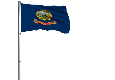 izole bayrağı ABD devlet Idaho Rüzgar, 3d render uçuyor.