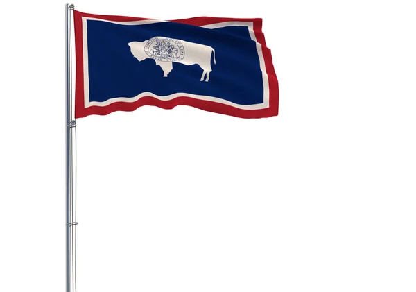 Isolierte Flagge Des Bundesstaates Wyoming Weht Wind Darstellung — Stockfoto