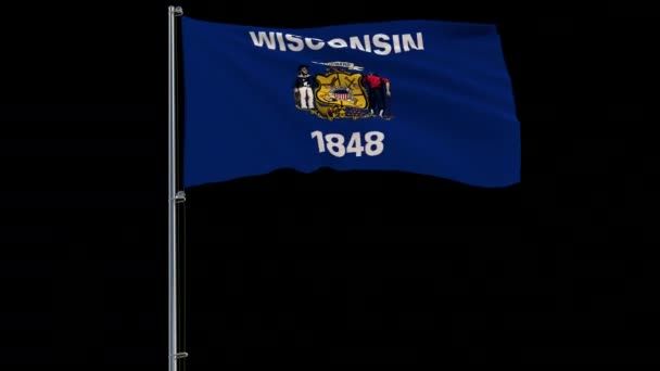 Bandeira dos Estados Unidos Wisconsin, 4k prores 4444 footage with alpha — Vídeo de Stock