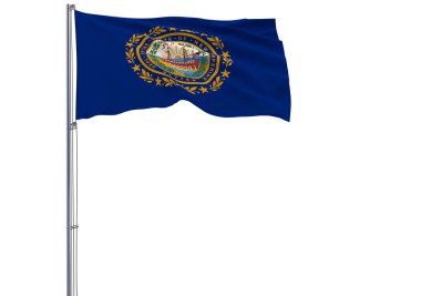 İzole bayrağı ABD devlet New Hampshire 3d render rüzgarda uçan.