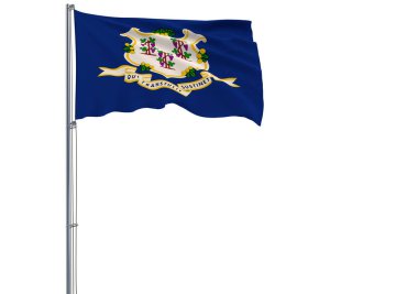 İzole bayrağı ABD devlet Connecticut 3d render rüzgarda uçan.