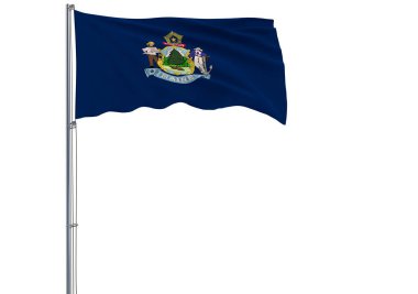 İzole bayrağı ABD devlet Maine 3d render rüzgarda uçan.