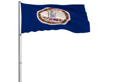 İzole bayrağı ABD Virginia devlet 3d render rüzgarda uçan.