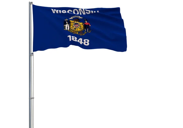 Bandera Aislada Del Estado Wisconsin Está Volando Viento Renderizado — Foto de Stock