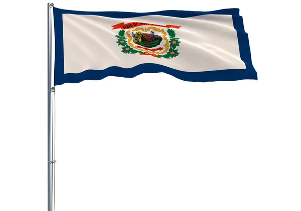 Bandeira Isolada Estado Norte Americano Virgínia Ocidental Está Voando Vento — Fotografia de Stock