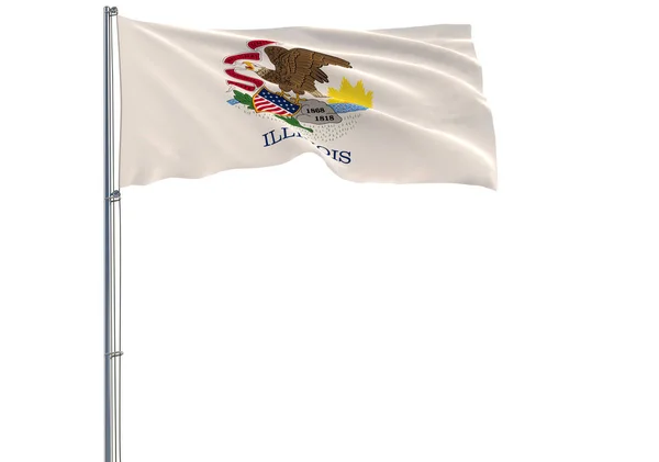 Isolated Flag State Illinois Flying Wind Rendering — Stock Photo, Image