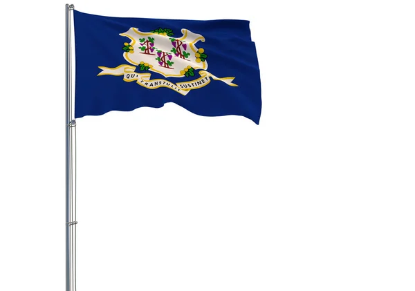 Die Isolierte Flagge Des Bundesstaates Connecticut Weht Wind Rendering — Stockfoto