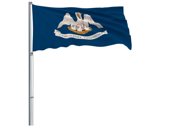 Geïsoleerd Van Vlag Van Amerikaanse Staat Louisiana Vliegen Wind Rendering — Stockfoto