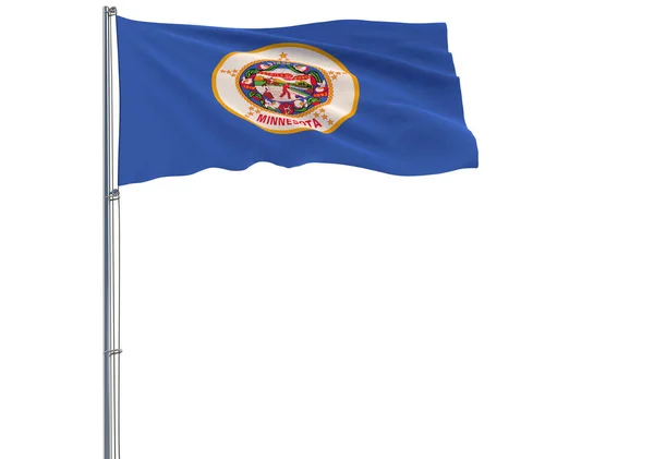 Bandera Aislada Del Estado Minnesota Está Volando Viento Renderizado — Foto de Stock