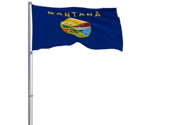 Bandeira Isolada Estado Norte Americano Montana Está Voando Vento Renderização — Fotografia de Stock