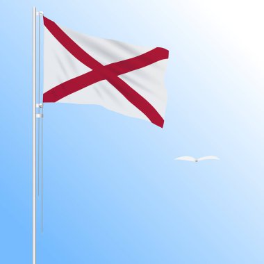 Gerçekçi Alabama, Rüzgar, mavi gökyüzünde karşı ABD bayrağı vektör.