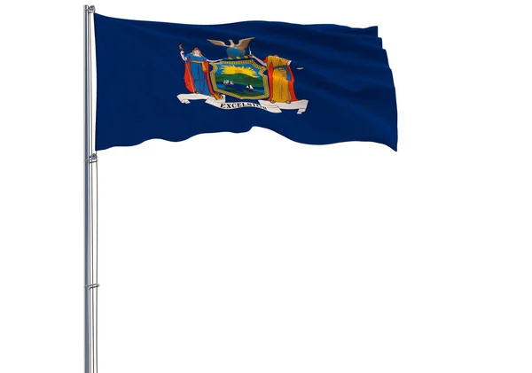 Bandeira Isolada Estado Norte Americano Nova York Está Voando Vento — Fotografia de Stock