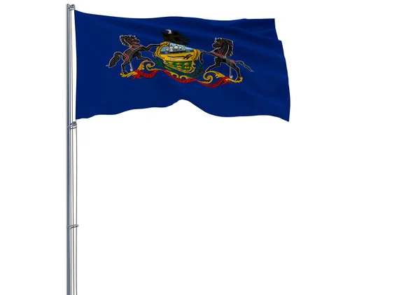 Isolerade Flagga Den Amerikanska Delstaten Pennsylvania Flyger Vinden Rendering — Stockfoto