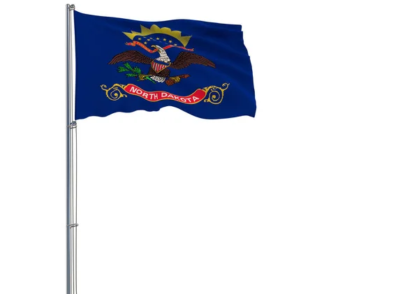 Bandeira Isolada Estado Norte Americano Dakota Norte Está Voando Vento — Fotografia de Stock