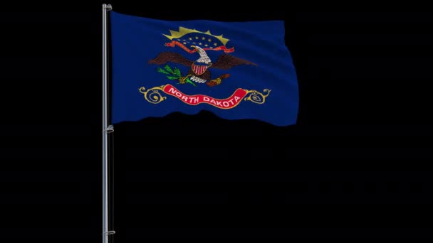 Flag of United States North Dakota, 4k prores 4444 footage with alpha — Stock Video