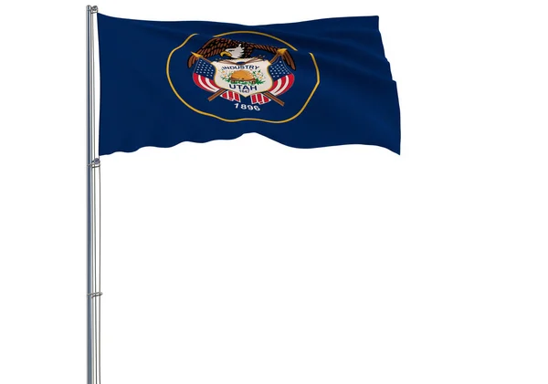 Isolated Flag State Utah Flying Wind Rendering — Stock Photo, Image
