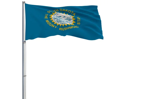 Isolated Flag State South Dakota Flying Wind Rendering — Stock Photo, Image