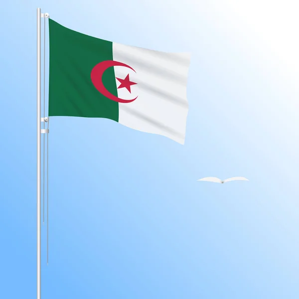 Bandeira Realista Argélia Balançando Vento Vetor —  Vetores de Stock