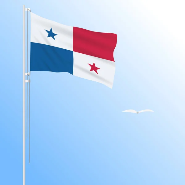 Realistic Flag Panama Fluttering Wind Vector — Stock Vector