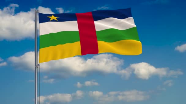 Flag Den Centralafrikanske Republik Baggrund Skyer Flyder Den Blå Himmel – Stock-video