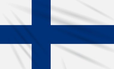 Finlandiya gerçekçi vektör rüzgarda sallanan bayrak.
