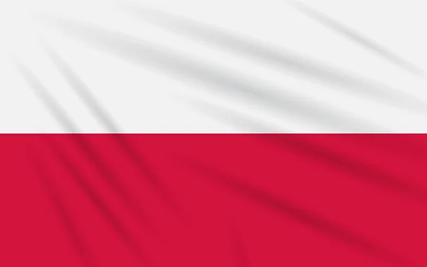 Polonya Gerçekçi Vektör Rüzgarda Sallanan Bayrak — Stok Vektör