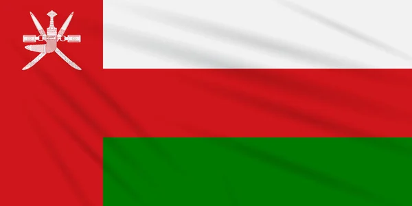 Bandera Omán Balanceándose Viento Vector Realista — Archivo Imágenes Vectoriales